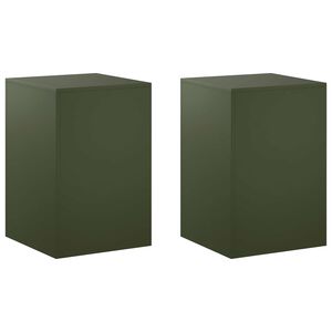 vidaXL Stojan na rastliny 2 pcs Olivovo zelen&aacute; 40 x 40 x 60 cm Oceľ