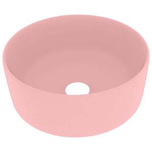 vidaXL Luxusn&eacute; um&yacute;vadlo, okr&uacute;hle, matn&eacute; ružov&eacute; 40x15 cm, keramika