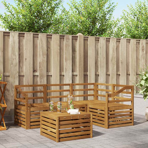 vidaXL Z&aacute;hradn&aacute; s&uacute;prava gaučov 5 pcs Pr&iacute;rodn&aacute; Pevn&eacute; ak&aacute;ciov&eacute; drevo