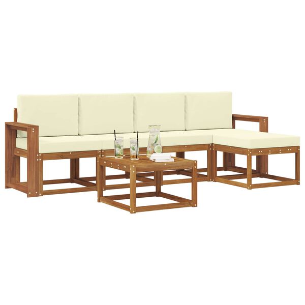 vidaXL Z&aacute;hradn&aacute; s&uacute;prava gaučov s vank&uacute;&scaron;om 6 pcs Pr&iacute;rodn&aacute; a kr&eacute;mov&aacute;