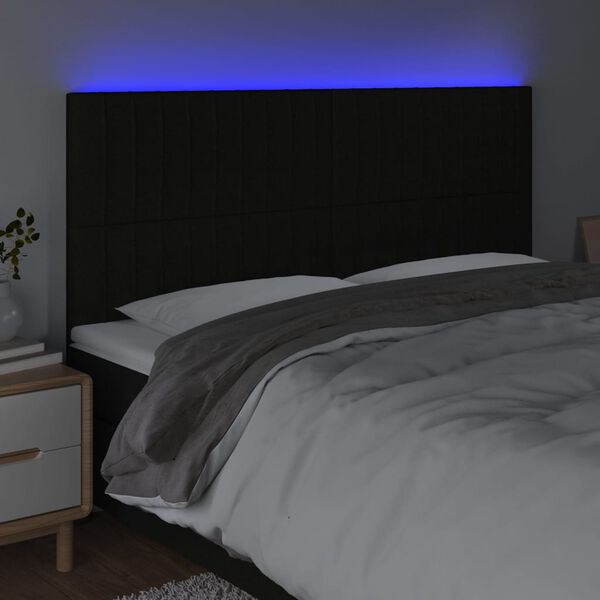 vidaXL Čelo postele s LED čierne 160x5x118/128 cm l&aacute;tka