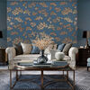 DUTCH WALLCOVERINGS Tapeta borovica zlatá a modrá