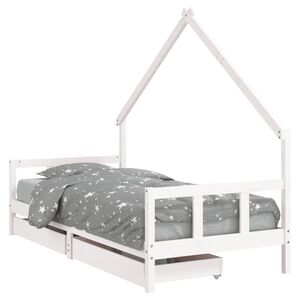 vidaXL R&aacute;m detskej postele z&aacute;suvky biely 90x190 cm mas&iacute;vna borovica