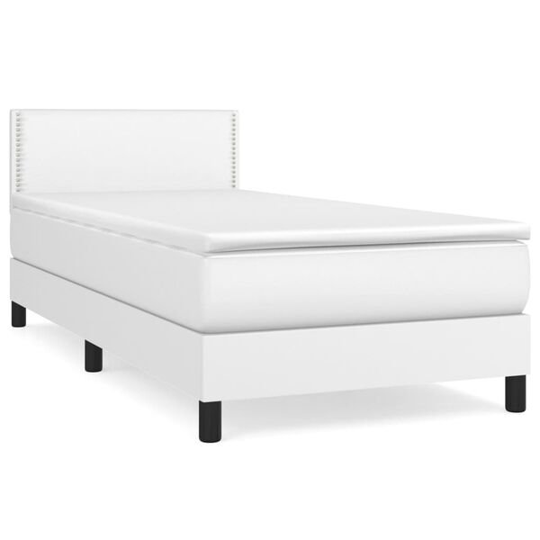 vidaXL Boxspring posteľ s matracom biela 90x190 cm umel&aacute; koža