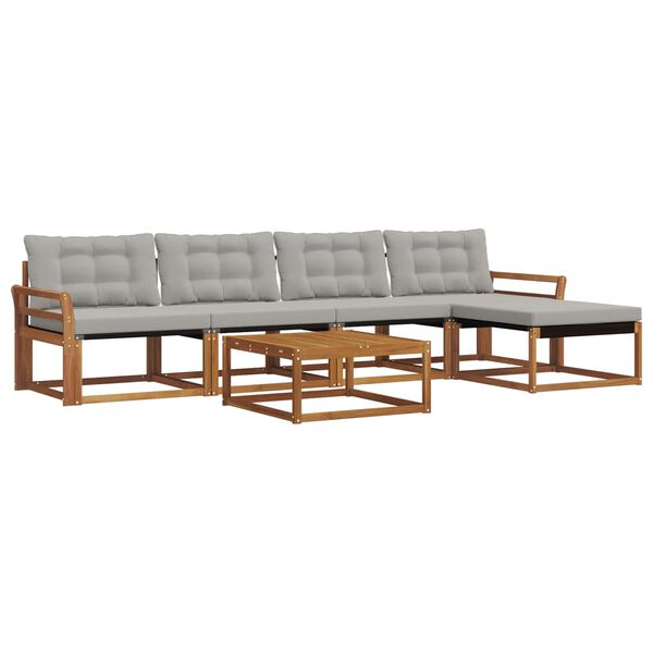 vidaXL Z&aacute;hradn&aacute; s&uacute;prava gaučov s vank&uacute;&scaron;om 6 pcs Pr&iacute;rodn&aacute; a svetlosiv&aacute;