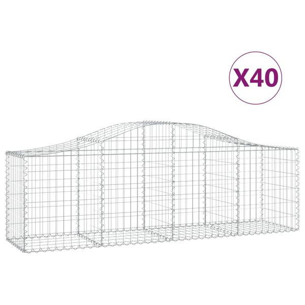 vidaXL Oblúkový gabionový kôš 40 ks 200x50x60/80 cm pozinkované železo