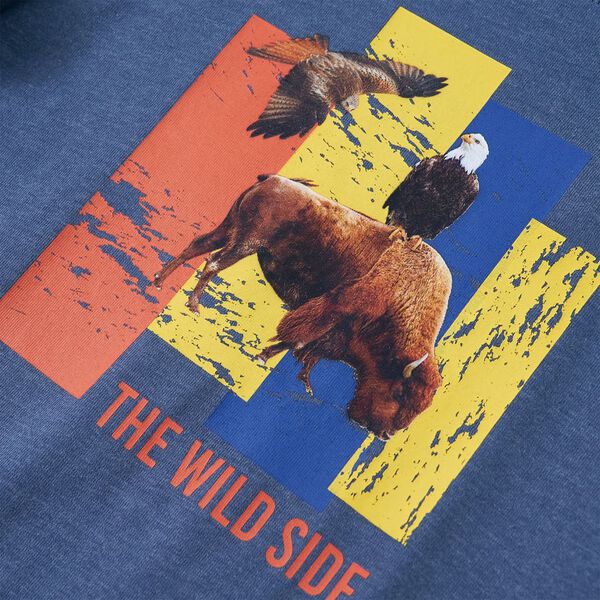 Detské tričko s dlhými rukávmi modré melanž 140