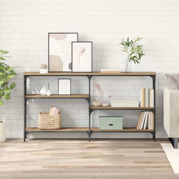 vidaXL Konzolov&yacute; st&ocirc;l s poličkou Remeseln&yacute; dub 150 x 29 x 76,5 cm