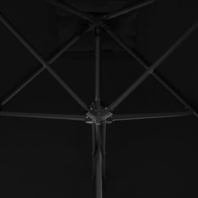 vidaXL Vonkajší slnečník s oceľovou tyčou, čierny 300x230 cm
