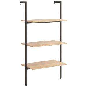 vidaXL Naklonen&yacute; reg&aacute;l s 3 policami, svetlohnedo čierny 64x35x120,5 cm