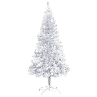 vidaXL Osvetlený umelý vianočný stromček+stojan, strieborný 120 cm PET