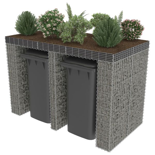 vidaXL Gabiónová stena na odpadkový kôš pozinkovaná oceľ 190x100x130cm