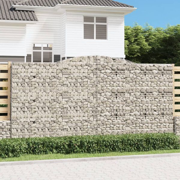 vidaXL Obl&uacute;kov&yacute; gabionov&yacute; k&ocirc;&scaron; 9 ks 400x30x200/220cm pozinkovan&eacute; železo
