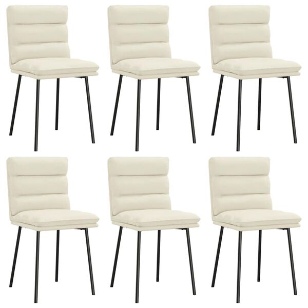 vidaXL Jedálenské stoličky 6 ks krémové zamatové