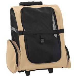 vidaXL Voz&iacute;k pre dom&aacute;ce zvierat&aacute; 3 v 1, dizajn, pieskov&yacute;, 48 x 32 x (57-106) cm, oxfordsk&aacute; l&aacute;tka