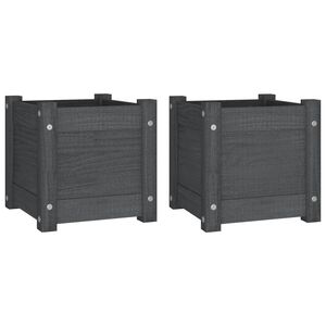 vidaXL Z&aacute;hradn&eacute; kvetin&aacute;če 2 ks siv&eacute; 31x31x31 cm borovicov&yacute; mas&iacute;v