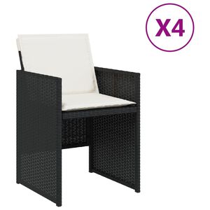 vidaXL Z&aacute;hradn&eacute; stoličky so sed&aacute;kmi 4 ks čierne polyratanov&eacute;