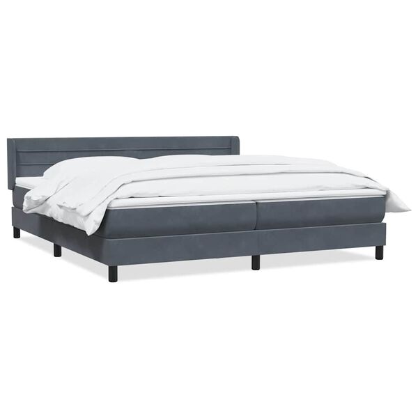 vidaXL Posteľn&yacute; r&aacute;m boxspring s matracom tmavosiv&yacute; 180x210 cm zamat