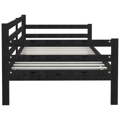 vidaXL Denná posteľ čierna borovicový masív 90x200 cm