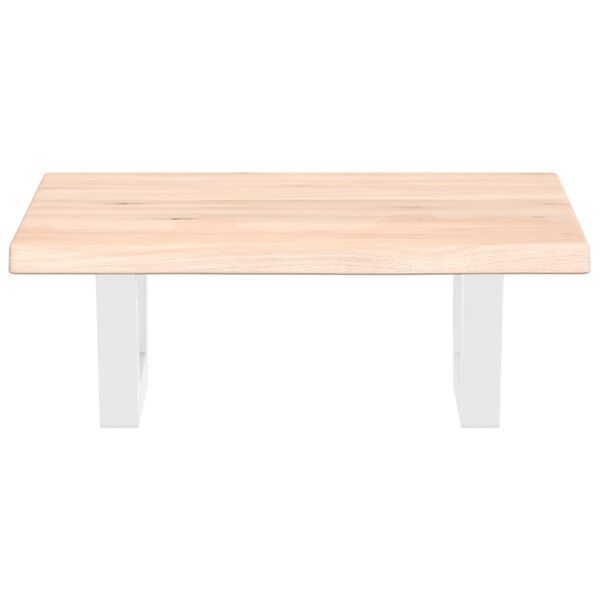 vidaXL Polica pod umývadlo, nástenná, oceľ a dubový masív