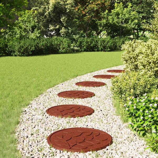 vidaXL Kameň na schod&iacute;ky 6 pcs Červen&aacute; &Oslash; 44 x 2 cm Guma