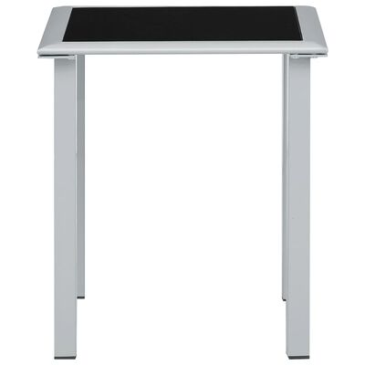 vidaXL Záhradný stôl čierny a strieborný 41x41x45 cm oceľ a sklo