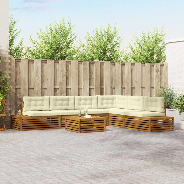 vidaXL Z&aacute;hradn&aacute; s&uacute;prava gaučov s vank&uacute;&scaron;om 7 Kus Pr&iacute;rodn&aacute; a kr&eacute;mov&aacute;