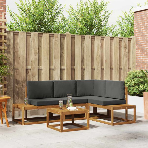 vidaXL Z&aacute;hradn&aacute; s&uacute;prava gaučov s vank&uacute;&scaron;om 5 Kus Pr&iacute;rodn&aacute; a antracitov&aacute;