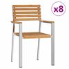 vidaXL Z&aacute;hradn&aacute; stolička 8 pcs Mas&iacute;vne teakov&eacute; drevo a nerezov&aacute; oceľ