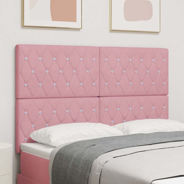 vidaXL LED hlavov&aacute; doska so svetlami LED di&oacute;dy Ružov&aacute; 144 cm Polyester