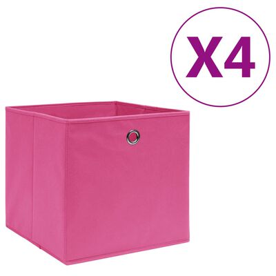 vidaXL Úložné boxy 4 ks, netkaná textília 28x28x28 cm, ružové