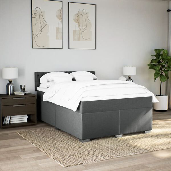 vidaXL Boxspring posteľ s matracom tmavosiv&aacute; 160x200 cm l&aacute;tka