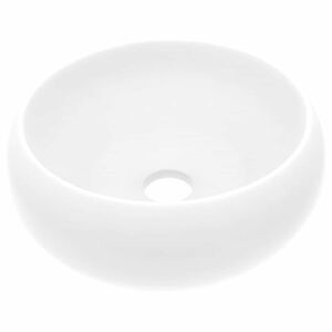 vidaXL Luxusn&eacute; um&yacute;vadlo, okr&uacute;hle, matn&eacute; biele 40x15 cm, keramika