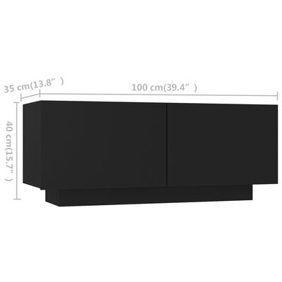 vidaXL TV skrinka s LED svetlami čierna 300x35x40 cm