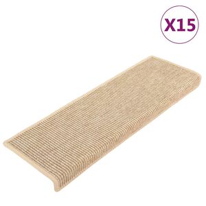 vidaXL Schodov&eacute; rohože 15 ks 65x21x4 cm svetlob&eacute;žov&eacute; s obdĺžnikov&yacute;m okrajom