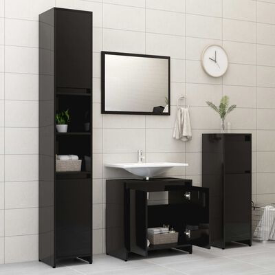 vidaXL Súprava kúpeľňového nábytku, lesklá čierna, kompozitné drevo