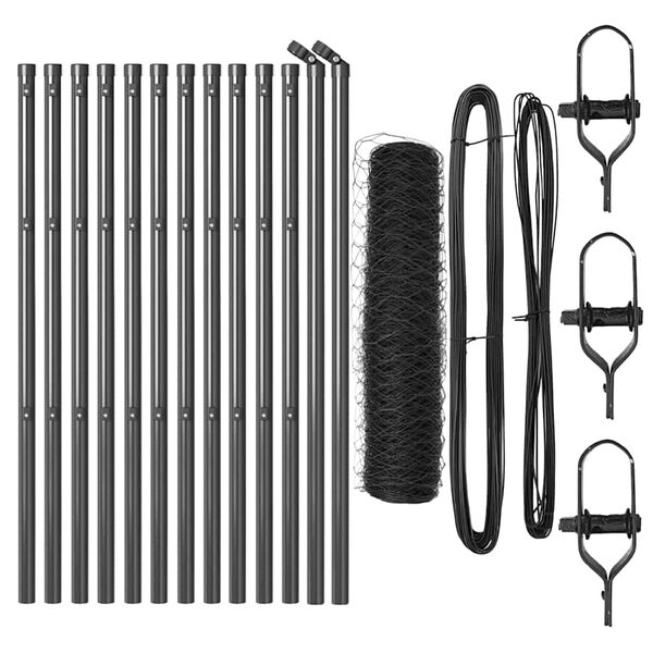 vidaXL Stĺp na plot. Siv&aacute; 25 x 0,8 m (36 mm sieť) Ocel a PVC