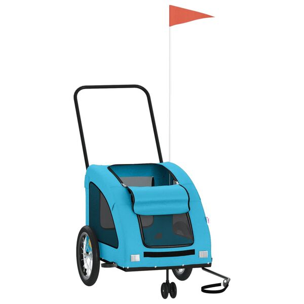 vidaXL Cyklovozík pre zvieratá, modrý, oxfordská látka, železo