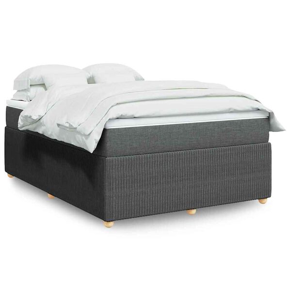 vidaXL Boxspring posteľ s matracom tmavosiv&aacute; 140x200 cm l&aacute;tka