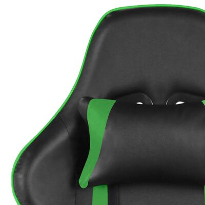 vidaXL Otočná herná stolička s opierkou nôh zelená PVC