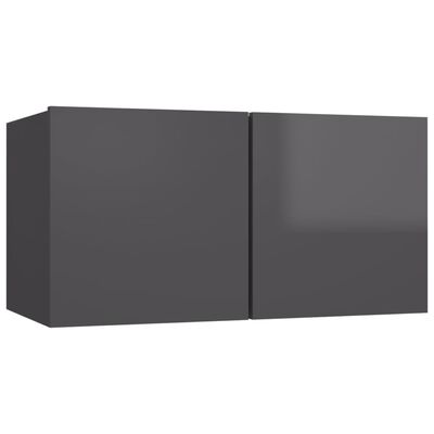 vidaXL 7-dielna súprava TV skriniek lesklá sivá drevotrieska