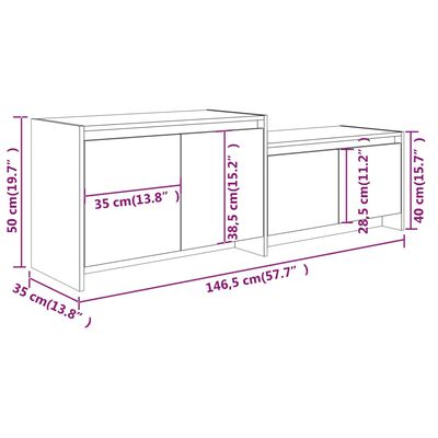 vidaXL TV skrinka biela 146,5x35x50 cm drevotrieska