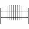 vidaXL Z&aacute;hradn&yacute; plot Woerden s vrchnou časťou v tvare o&scaron;tepu, oceľov&yacute; 170x100 cm, čierny