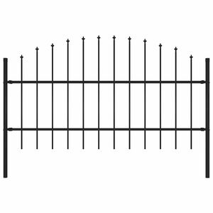 vidaXL Z&aacute;hradn&yacute; plot Woerden s vrchnou časťou v tvare o&scaron;tepu, oceľov&yacute; 170x100 cm, čierny