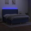 vidaXL Posteľ boxsping s matracom a LED modr&aacute; 160x200 cm l&aacute;tka