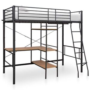 vidaXL Poschodov&aacute; posteľ s r&aacute;mom stola siv&aacute; 90x200 cm kovov&aacute;