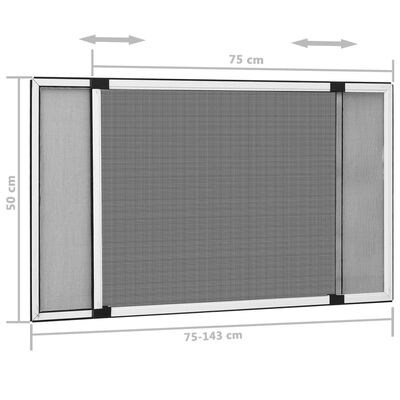 vidaXL Výsuvná okenná sieťka proti hmyzu biela (75-143)x50 cm
