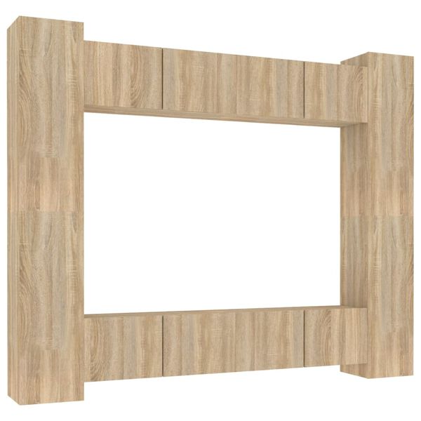 vidaXL 8-dielna s&uacute;prava TV skriniek dub sonoma spracovan&eacute; drevo