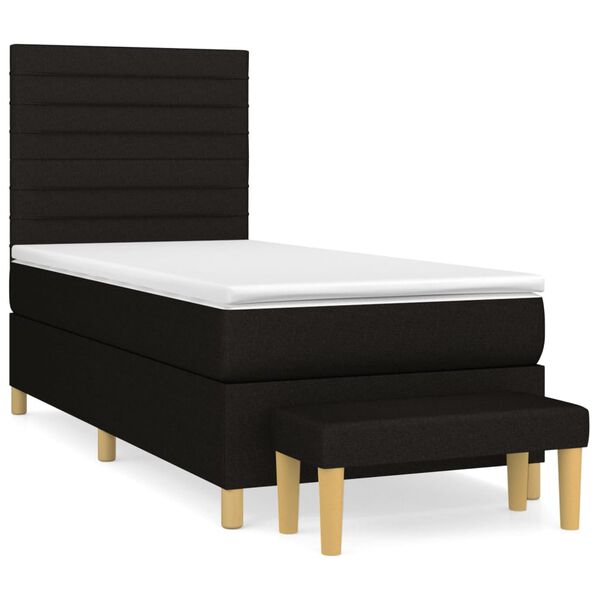 vidaXL Posteľn&yacute; r&aacute;m boxspring s matracom čierny 90x200 cm l&aacute;tka