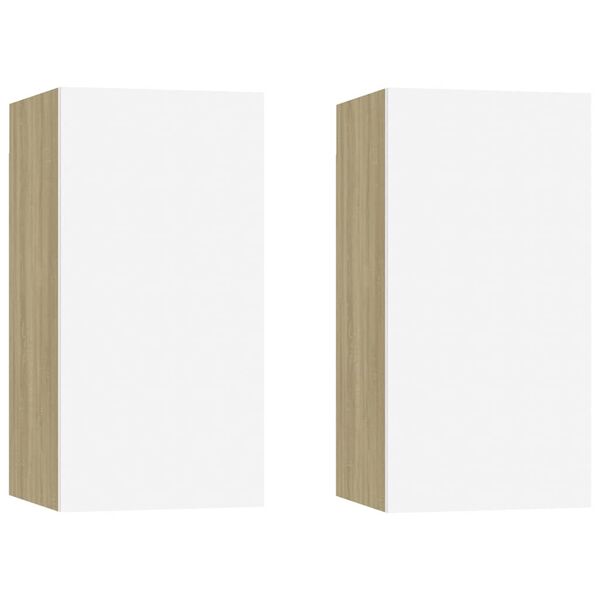 vidaXL TV skrinky 2 ks, biela+sonoma 30,5x30x60 cm, kompozitn&eacute; drevo